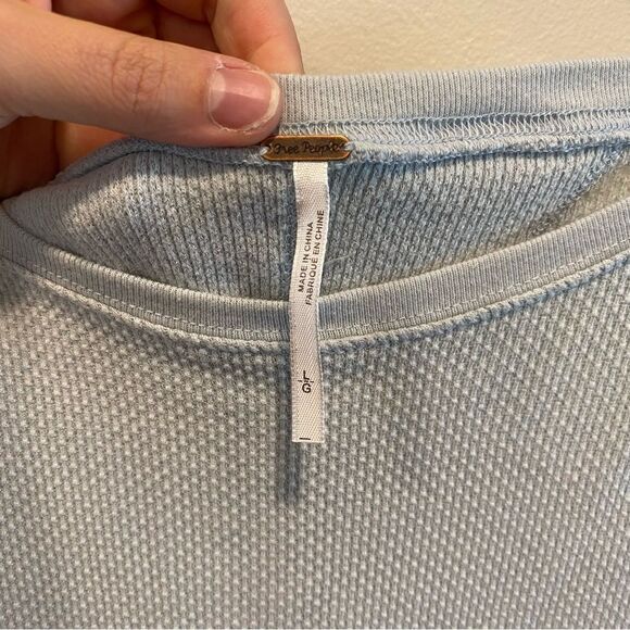 Free People Rosey Seaspray Waffle Embellished Cuff Thermal Top large - Picture 5 of 11